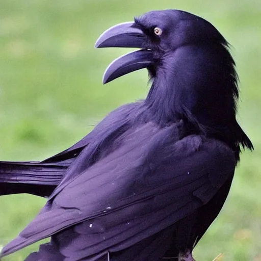 Prompt: a photo of a crow wearing a wig of luxurious, long blonde hair. the crow looks fabulous and she knows it.