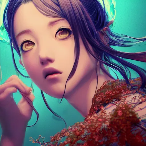 Prompt: the portrait of a blueberry that resembles an absurdly beautiful, graceful, elegant, sophisticated anime gravure idol, an ultrafine hyperdetailed illustration by kim jung gi, irakli nadar, intricate linework, bright colors, octopath traveler, final fantasy, unreal engine 5 highly rendered, global illumination, radiant light, detailed and intricate environment