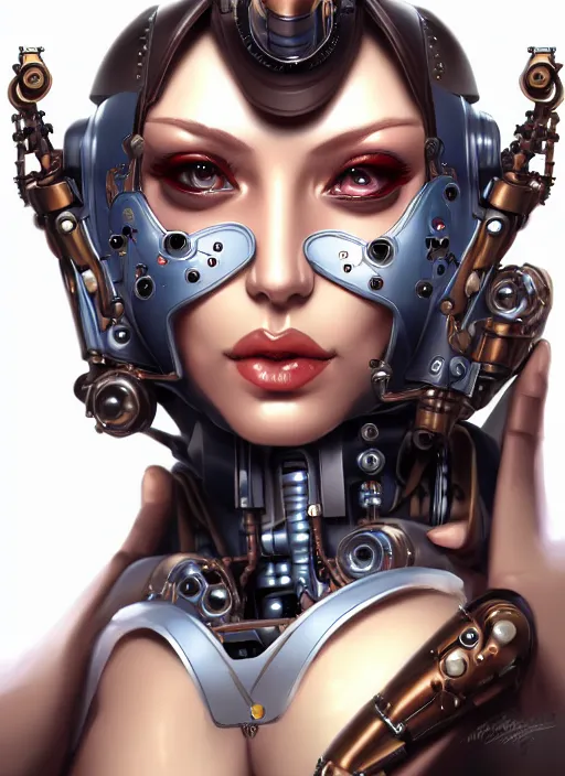 Prompt: portrait of a steampunk robot woman in 1800 by Artgerm, biomechanical, hyper detailled, trending on artstation