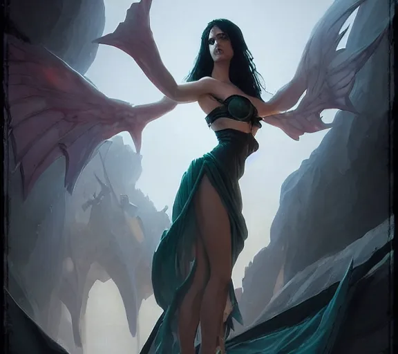 Image similar to morrigan aenslandcasting magic, a charming succubus, strapless dress, fantasy, d & d, by greg rutkowski and raymond swanland, sharp focus, trending on artstation, 8 k realistic digital art, cryengine, symmetric, sharp focus, concept art, frostbite 3 engine