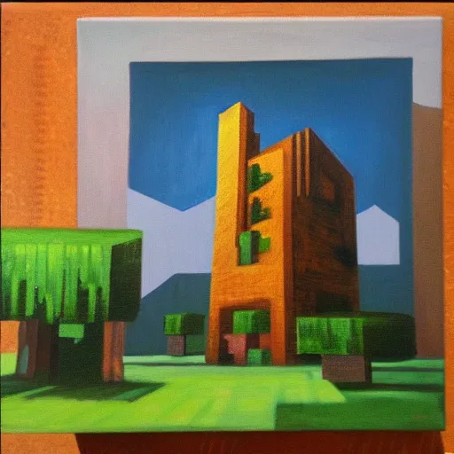 Image similar to minecraft, oil painting