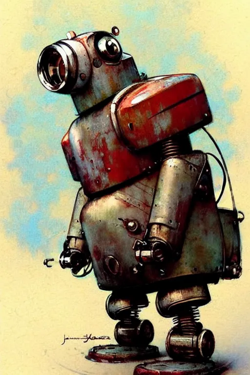 Image similar to adventurer ( ( ( ( ( 1 9 5 0 s retro future android robot fat robot dog wagon. muted colors. ) ) ) ) ) by jean baptiste monge!!!!!!!!!!!!!!!!!!!!!!!!! chrome red