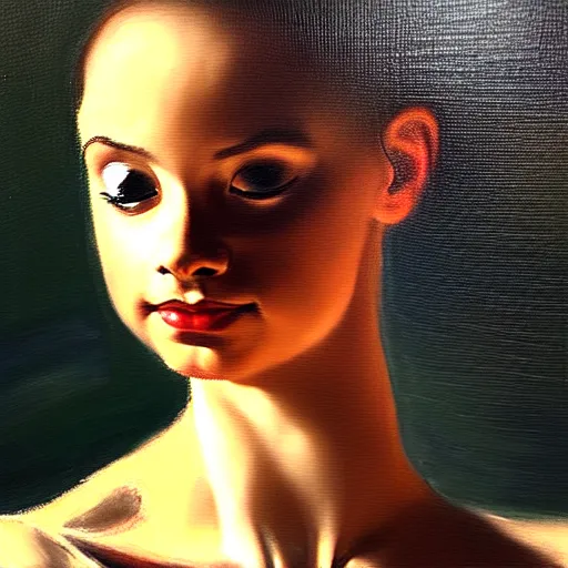 Image similar to portrait of a ballerina, very thick and wet oil paint, 8 k, cinematic light, shadows, reflection highlights in the paint, in the style of joseph lee,