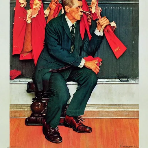 Prompt: ridiculous communist costume, by norman rockwell