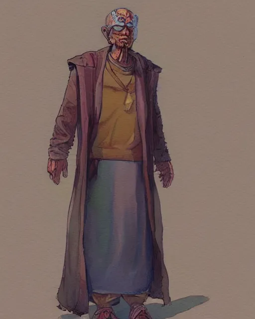 Prompt: a oil / watercolor painting full body character portrait of a computer healer in the style of moebius in the style of leonard boyarsky trending on artstation deviantart pinterest detailed realistic hd 8 k high resolution