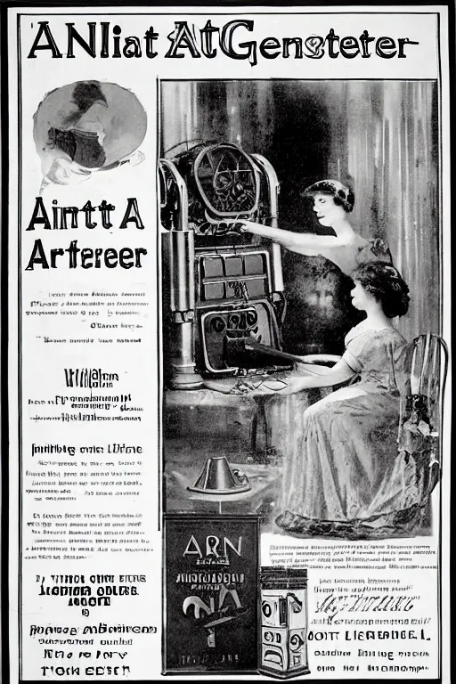 Image similar to 1 9 0 0 s advertisement for an ai art generator