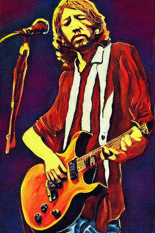 Image similar to Poster artwork, painting of Duane Allman by Bob Dylan