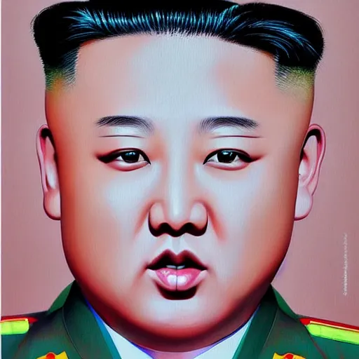 Image similar to kim jong un as kpop idol dancing on the south korean k - pop stage, painting by artgerm, wlop