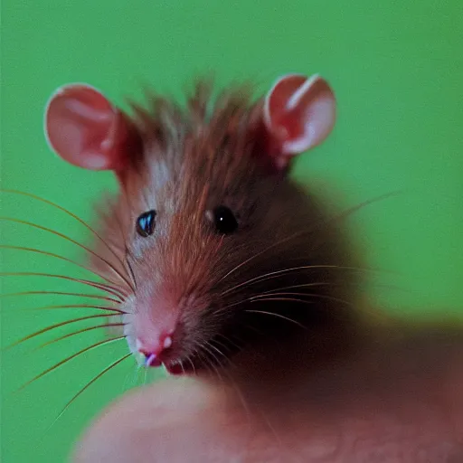 Prompt: First human rat hybrid, circa 1986, photography