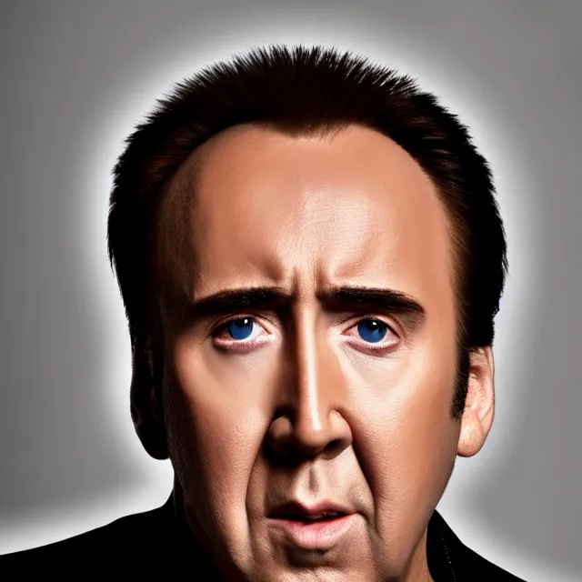 Image similar to nicolas cage headshot photo portrait headshot even lighting young handsome