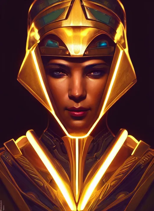 Image similar to Symmetry!! portrait of an ancient egyptian warrior, sci-fi armour, tech wear, glowing lights!! sci-fi, intricate, elegant, highly detailed, digital painting, artstation, concept art, smooth, sharp focus, illustration, art by artgerm and greg rutkowski and alphonse mucha