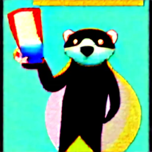 Image similar to a man holding a martini with an otter swimming in it while the otter gives a thumbs up in a 1 9 2 0 s advertisement poster