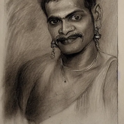 portrait pencil sketch of a yakshagana artist by | Stable Diffusion ...