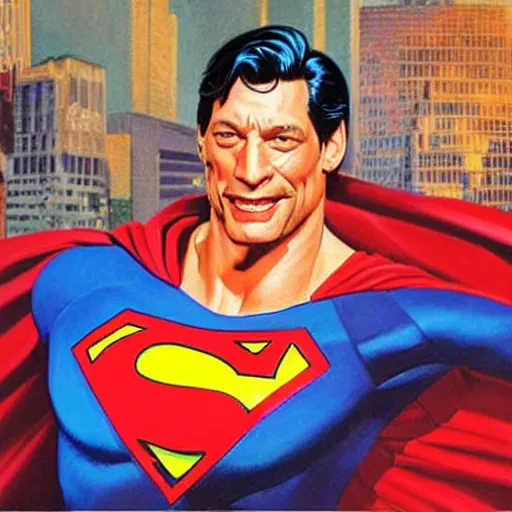 Prompt: epic painting of jim varney as superman, highly detailed, dynamic lighting, painted by alex ross