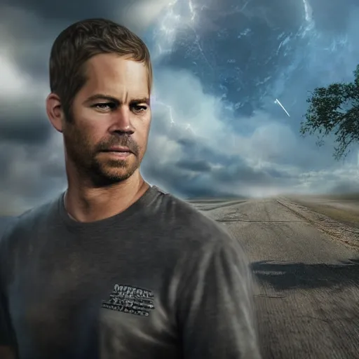 Image similar to paul walker is warching the earth from heaven, amazing digital art, highly detailed, trending on artstation