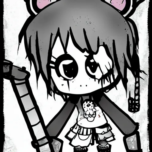 Image similar to punk happy tree friends character, profile picture, grunge fashion, reflection, cute artwork, inspired by made in abyss, gothic style