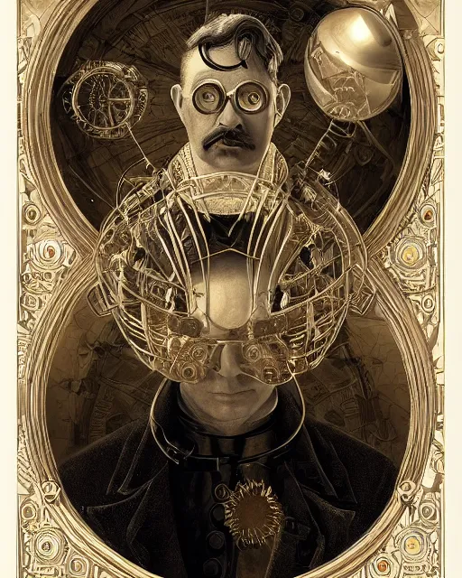 Prompt: epic portrait of victorian man scientist, steampunk, dieselpunk, highly detailed, intricate, symmetry, golden ratio, illustration, realistic, 8 k, high sharpness, digital art, hd rendering, by giger and rutkowski and dore