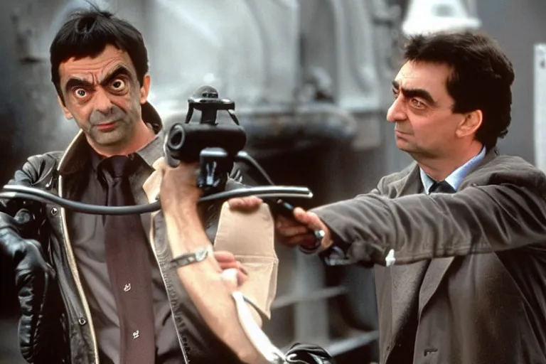 Image similar to VFX movie where Mr. Bean plays the Terminator by James Cameron