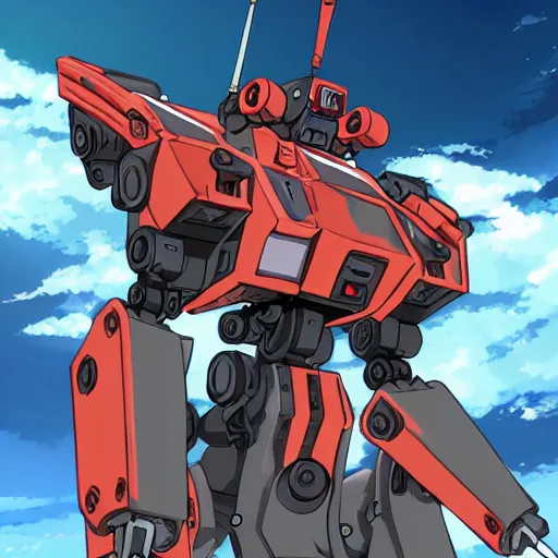 Prompt: high quality anime-style image of a battlemech, armed with a spear and a missile rack, elegant
