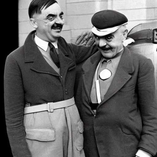 Prompt: Mr Bean hangs out with Hitler, 1939