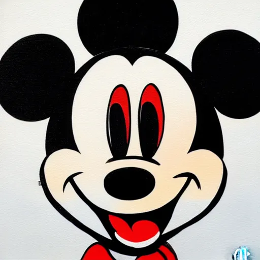 Image similar to mickey mouse artistic acrylic painting in the style of andy warhol