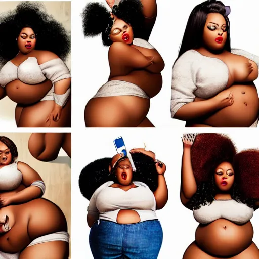 Prompt: beautiful portrait of a group of black bbw models twerking and some taking a pictures of each other while posing in the same bed , they are all laying down, 3d, in the style of pixar, smooth, 3d, highly detailed, highly detailed, sharp focus, bokeh, depth of field, 16k resolution, Unreal Engine 5, coherent, cinematic lighting, photorealistic