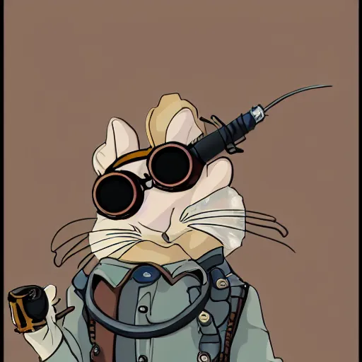 Prompt: a rat with steampunk googles, from Cryptid Academia