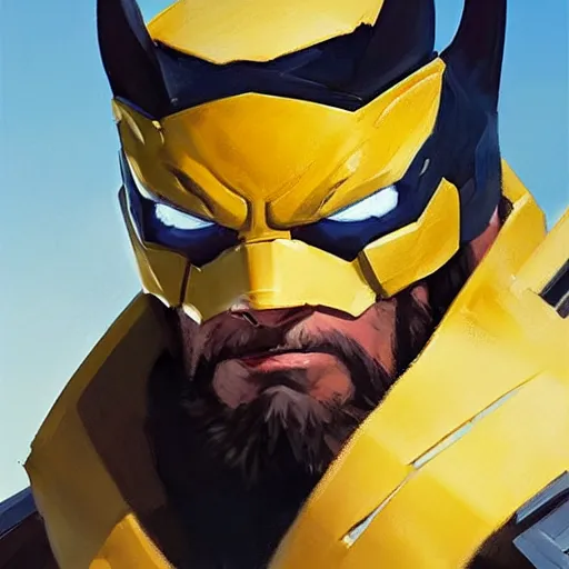 Image similar to Greg Manchess portrait painting of Wolverine as Overwatch character, medium shot, asymmetrical, profile picture, Organic Painting, sunny day, Matte Painting, bold shapes, hard edges, street art, trending on artstation, by Huang Guangjian and Gil Elvgren and Sachin Teng