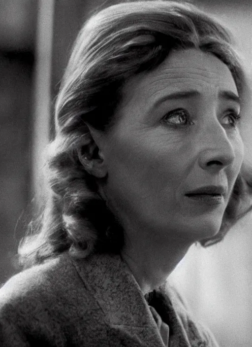 Prompt: film still of Emma Thompson in Schindler's List, 4k