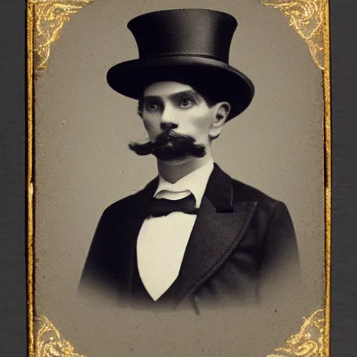 Image similar to portrait of flat erik with a top hat, 1 8 9 0 vintage photo