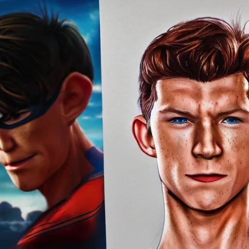 Prompt: tom holland portrait as mr incredible, hd, photorealistic portrait