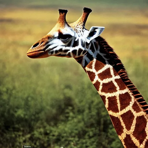 Image similar to a Giraffe with the armor of a pangolin, national geographic photograph