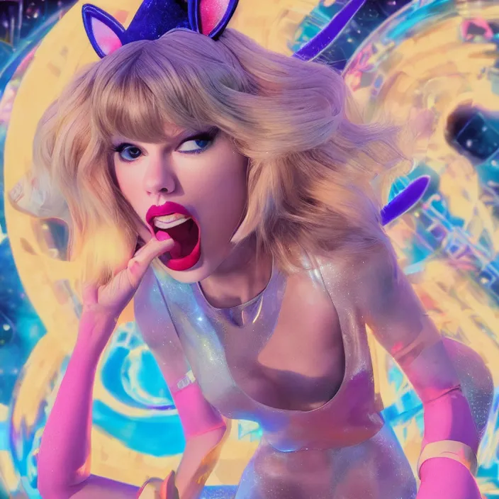 Image similar to portrait of Taylor Swift as Lola Bunny in Space Jam 1996. intricate abstract. intricate artwork. by Tooth Wu, wlop, beeple, dan mumford. octane render, trending on artstation, greg rutkowski very coherent symmetrical artwork. cinematic, hyper realism, high detail, octane render, 8k, iridescent accents