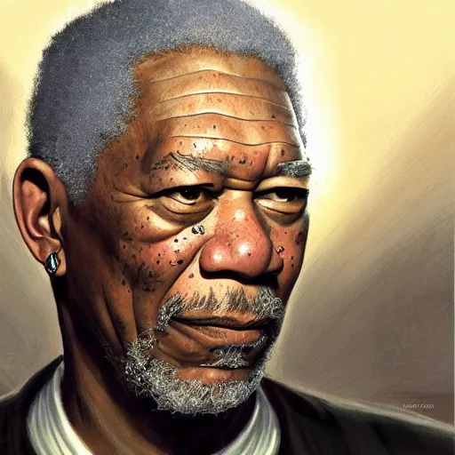 Prompt: morgan freeman in fullmetal alchemist, closeup portrait art by donato giancola and greg rutkowski, vintage retro, realistic face, digital art, trending on artstation, symmetry!!