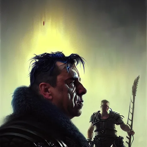 Image similar to Till Lindemann crushing as Ultramarine. epic game portrait. Highly detailed, highly recommended. fantasy art by Greg Rutkowski