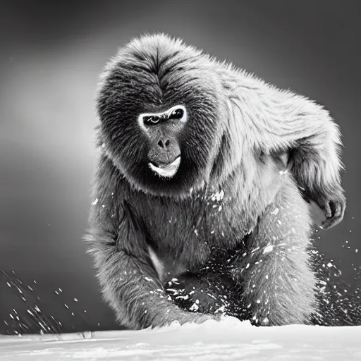 Image similar to wild running yeti, wildlife photography by Paul Nicklen, perfect lighting