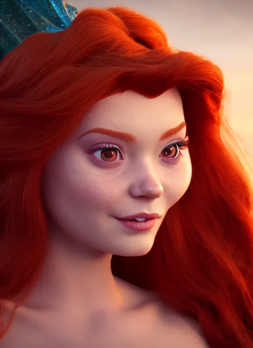 Prompt: princess ariel from little mermaid disney film, photo realistic, hyperdetailed, 8 k realistic, frostbite 3 engine, cryengine, dof, trending on artstation, digital art