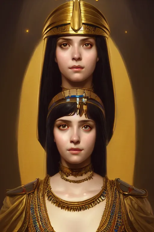 Image similar to a portrait of Cleopatra, illustration, soft lighting, soft details, painting oil on canvas by Edmund Blair Leighton and Charlie Bowater octane render trending on artstation d&d characters, 4k, 8k, HD