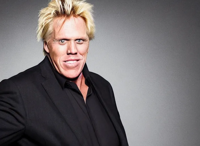 Image similar to studio portrait photo still of gary busey!!!!!!!! at age 5 3 years old 5 3 years of age!!!!!!! screaming at a desktop computer, 8 k, 8 5 mm f 1. 8, studio lighting, rim light, right side key light