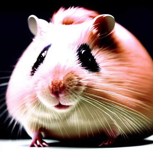 Image similar to uhd candid photo of a robotic android hamster. photo by annie leibowitz