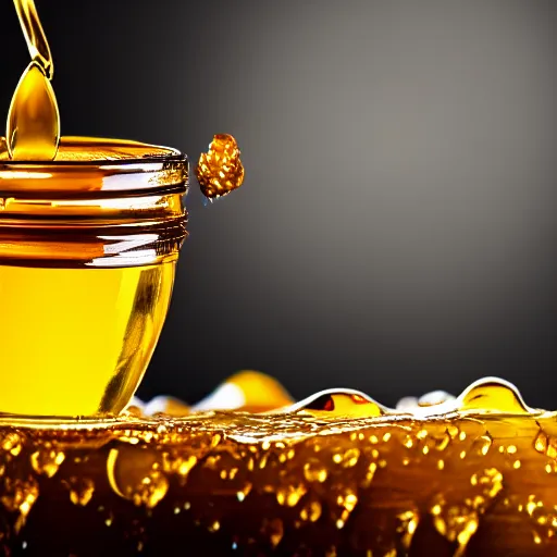 Image similar to honey dipper!!, dripping nectar from the gods, onto the planet earth!!, coating it in honey, highly detailed, dynamic shadows, 4 k, wallpaper, professional photo, caustics