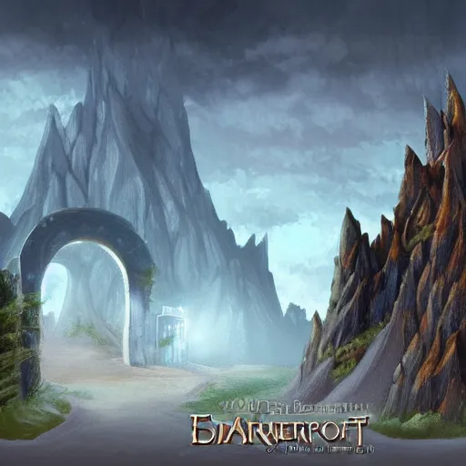 Image similar to beautiful digital painting of front gate of dwarf city of Erebor