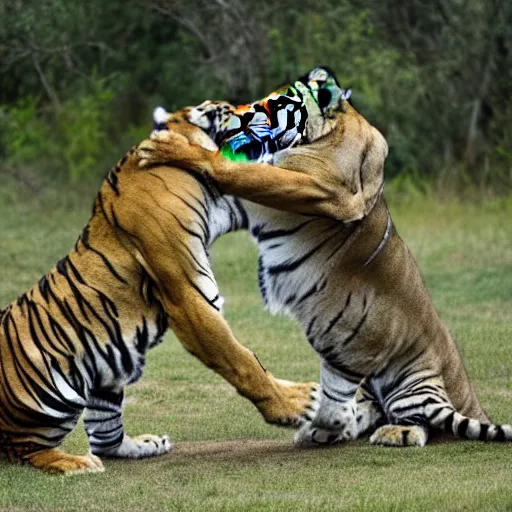 Image similar to tiger fighting a lion