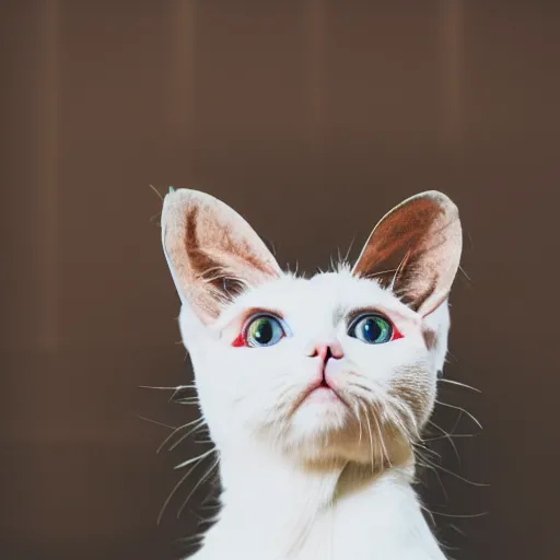 Prompt: a cat with devil horns, professional photography