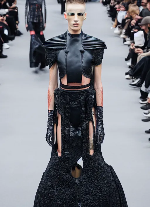 Image similar to hyperrealistic and heavy detailed balenciaga runway show of hellraiser, leica sl 2 5 0 mm, vivid color, high quality, high textured, real life