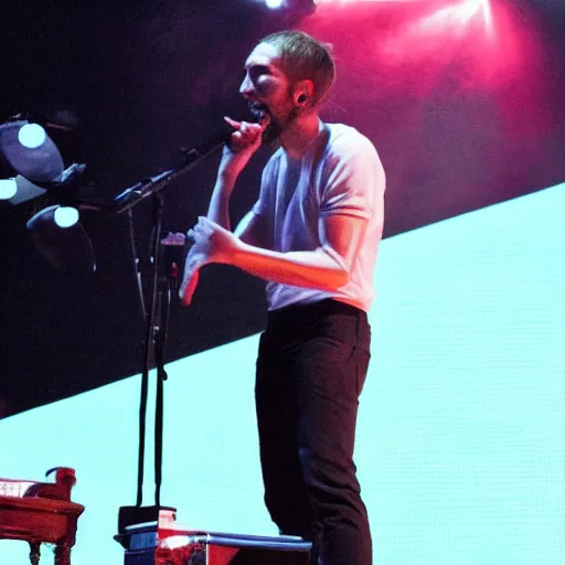 Image similar to thom york eating magic