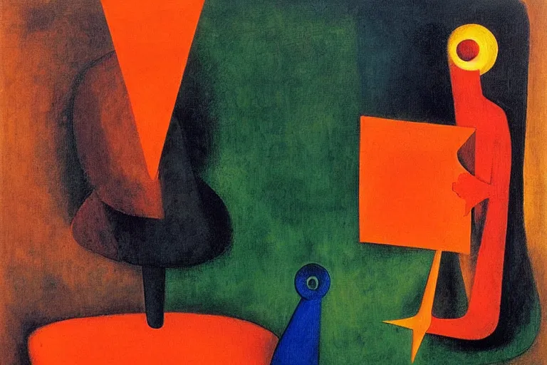 Image similar to inflation!!! money!!!!! and supply chain hurting global population, colors vermillion, orange, white, dark green, dark blue, abstract oil painting by leonora carrington, by max ernst