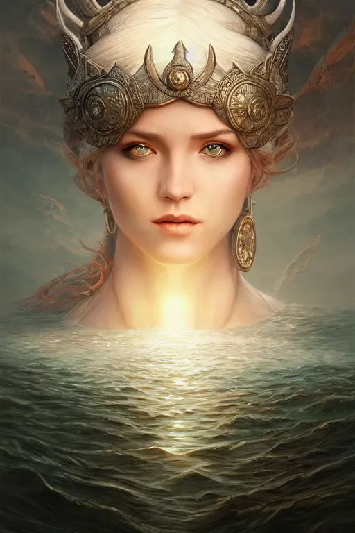 Image similar to goddess of lake, highly detailed, d & d, fantasy, highly detailed, digital painting, trending on artstation, concept art, sharp focus, illustration, art by artgerm and greg rutkowski and fuji choko and viktoria gavrilenko and hoang lap