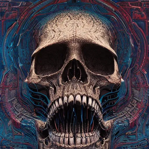 Image similar to portrait_of_a_melting_skull._intricate_abstract._intricate_artwork._by_Tooth_Wu_wlop_beeple_dan_mumford._octane_render_trending_on_artstat