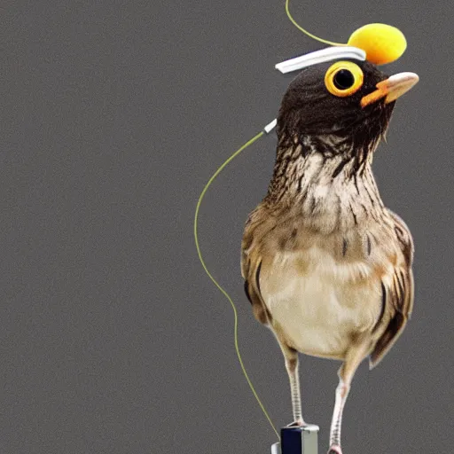 Image similar to a bird wearing headphones